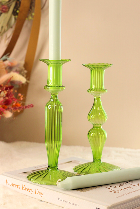 Ribbed Glass Candlestick