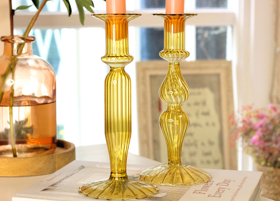 Ribbed Glass Candlestick