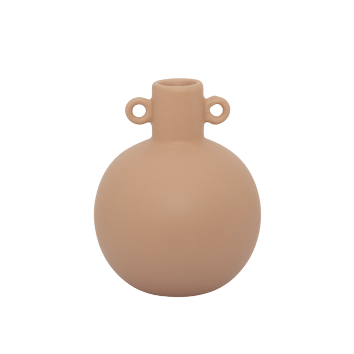 round stoneware opaque cameo brown vase