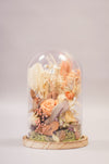 Dried Flower Dome, decorative design handmade with dried and preserved flowers and preserved moss