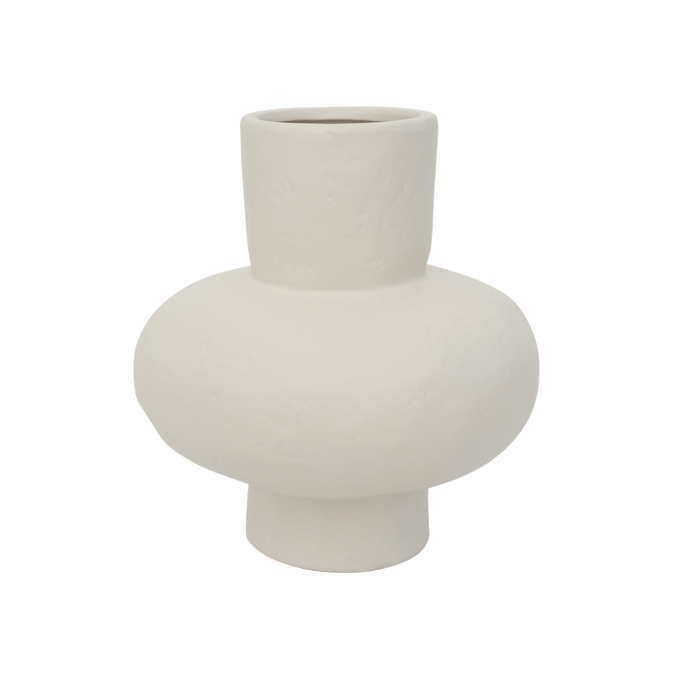 White stoneware rounded vase